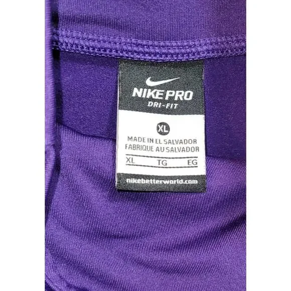 Nike Pro DriFit Pullover Purple Running L-Sleeve‎ Athletic Zip Mock Neck Men XL - Picture 2 of 13